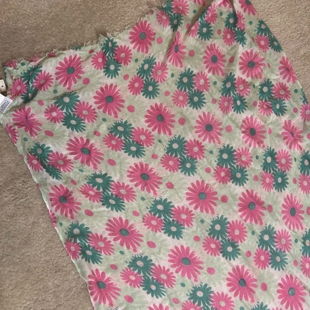 Charming Charlie Pink Flower Summer Scarf One Size